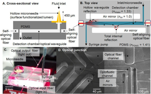 microneedle-optofluidic biosensor